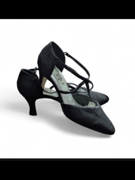 Jessica Black T-Strap Mid Heel Pumps - Picture 3 of 8